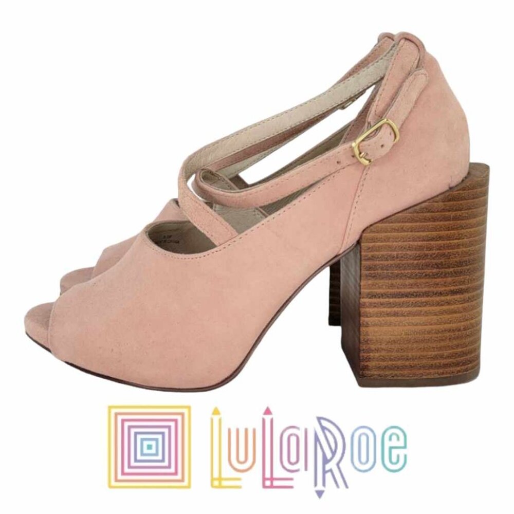 LuLaRoe Women's Pink Peep Toe Heels